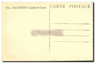 Wodospad Ceriset — Cauterets — Wydawca: Outhouillet - Lourdes, nr 116 — Rewers