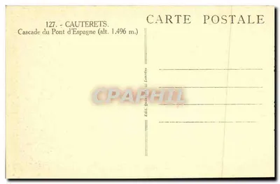 Cascata do Pont d'Espagne — Cauterets (alt. 1.496 m.) — Éditeur Quaquettes - Laurides — Verso