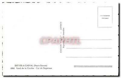 Dno Combe - Coi de Sageroux — Sixt-Fer-a-Cheval (Haute-Savoie) — Wydawnictwo Cil - Annecy n°6343 — Rewers