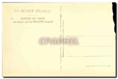 Les Gorges du Tarn — après la Malène (Lozère) — Éditions d'Art YVOIRE — Verso