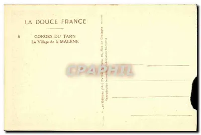 Gorges du Tarn — Le Village de la Malène — Éditions d'Art YVON, Paris — Verso