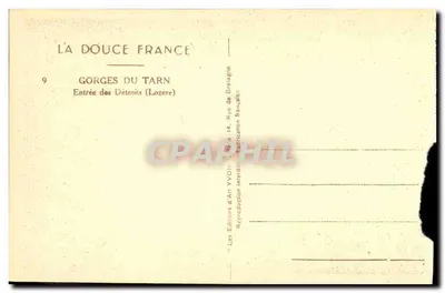Gorges du Tarn — Entrée des Détroits (Lozère) — Éditions d'Art Yvonn — Verso