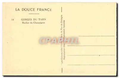 Gorges du Tarn — Rocher du Champignon — Les Éditions d'Art YVON, Paris — Rewers