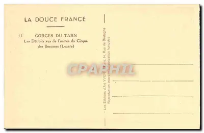 Gorges du Tarn — Les Détroits vus de l'entrée du Cirque des Beaumes (Lozère) — Yvon, n°13 — Rewers