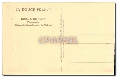 Gorges do Tarn — Estrada de Sainte-Enimie para a Malène — Les Éditions d'Art Yvonne, Paris — Verso