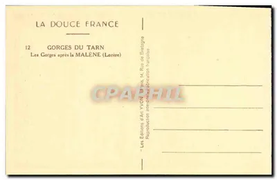 Le Gorges du Tarn — dopo la Malène — Le Éditions d'Art Yvon, Francia — Verso