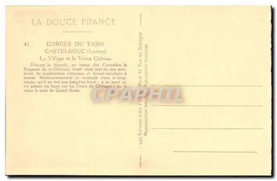 Gorges do Tarn — Castelbouc (Lozère) — Les Éditions d'Art français — Verso