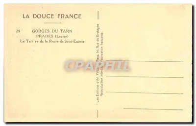 Gorges do Tarn — Praudes (Lozère) — Les Éditions d'Art Yvoble, Paris — Verso