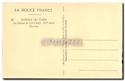 Zamek LA CAZE — Lozère — Les Éditions d'Art YVO — nr 32 — Rewers