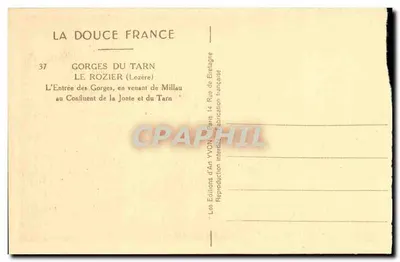 Gorges du Tarn — Invoer van de Gorges, uitgaande van Millau — Ediciones d'Arte YVON — Achterkant