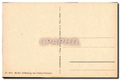 Gräfinburg z Traben-Trarbach — widok z powietrza — Verlag von Kird. Rud. Bremer & Co. Köln a. Rhon — Rewers