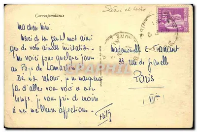 Bilhete postal antigo Castelo de Saint Point — Verso