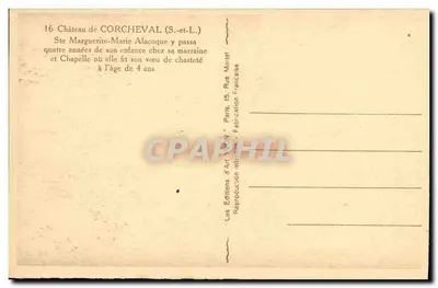 Zamek Corcheval — Kaplica i ogród — Les Éditions d'Art YON, Paryż — Rewers