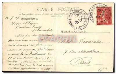 Bourbon-Lancy — Pomnik Weteranów 1870-71 i Biuro Pocztowe — Borgay & Bourbon-Lancy — Rewers