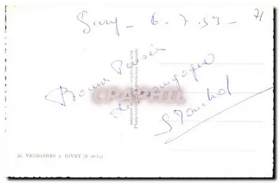 Colheita em Givry — Sury — Imprensa Boucher - Chalon-sur-Saône — Verso
