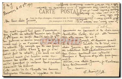 Interior da Capela do Mosteiro de Santa Clara — Lembrança do Sétimo Centenário da Fundação da Ordem das Clarissas Pobres (1212-1912) — PARAY-LE-MONIAL — Verso