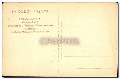 Cássia de Santa Margarida-Maria Alacoque — Paray-l'Évêque — Editor La Douce France — Verso