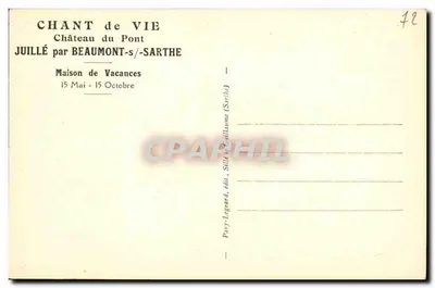 Zamek Pont — Juillé par Beaumont-sur-Sarthe — Pavv-Legard, wyd. Stillé (Sarthe) — Rewers