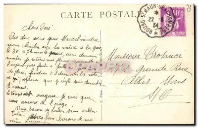 Bilhete postal antigo Saint Pierre d Albigny O Glacier de Montplan — Verso