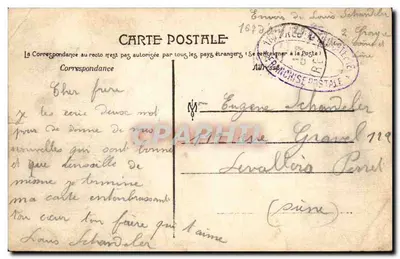 Stara pocztówka Autun L Arroux Czaszka i zamek Changarnier Bydła zaparkowane do zaopatrzenia wojska Miltiaria — Rewers