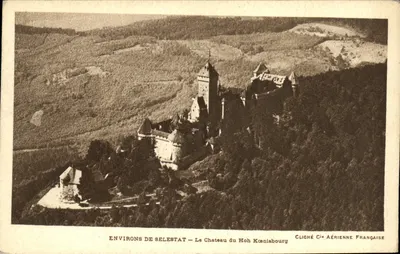 Environs de Sélestat — O Castelo de Hoh Koenisbourg — Cliché Cié Aérienne Française