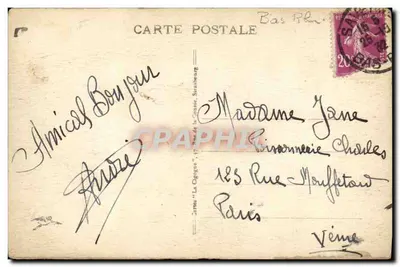 Saverne - Grand'Rue — widok ulicy głównej z budynkami i przechodźcami — wydawca Kartki 'La Cigogne', n° 46 — Rewers
