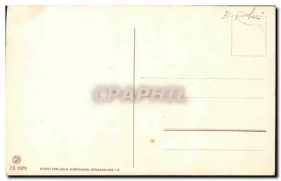 Strasbourg i. E. — As corujas sobre uma chaminé — Kunstverlag E. Hartmann — Verso