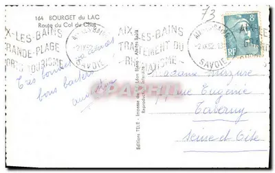 Widok z lotu ptaka jeziora Bourget — Éditions Téle — nr 164 — Rewers