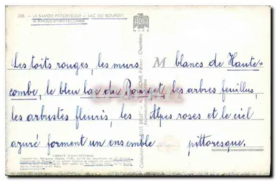 Abpia Haute-Combe — Jezioro Bourget — Wydawca ADIA NICE, nr 258 — Rewers