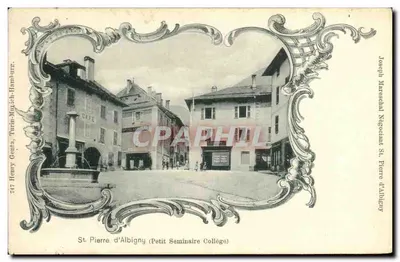 St Pierre d'Albigny (Pequeno Seminário Colégio) — vista da praça com fonte e café — Henry Gatta, Turim-Munique-Hamburgo