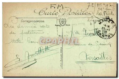 Bilhete postal antigo Mamers Rota de Alençon — Verso