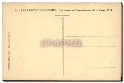 Os Santos de Solesmes — Os testemunhas do sepultamento da Virgem, 1553 — J. Malicot, fot. Sable — Verso