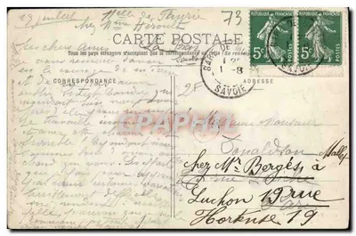 Bilhete postal antigo Environs de Modane papeteries du Mont Cenis — Verso