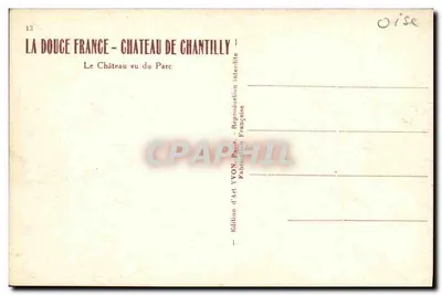 Zamek w Chantilly — widok z parku — Wydawnictwo Art YVON — Rewers