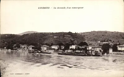 Condrieu — A descida de um rebocador — Phot Combier - Acon