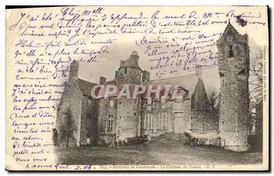 Bilhete postal antigo Environs de Coutances O Castelo de Gratot