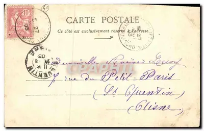 Bilhete postal antigo Environs de Coutances O Castelo de Gratot — Verso