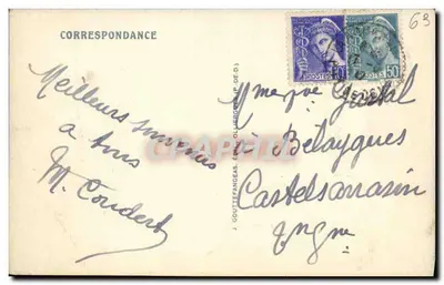 Environ de LA BOURBOULE — Roche et Village de Chateauneuf — Stara pocztówka 891 — Rewers