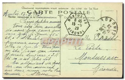 Ambès (Gironde) — Monument aux Morts pour la Patrie (Guerre 1914-1918) — editor Dalboy, n°200 — Verso