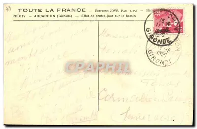 Arcachon — efekt przeciwsłoneczny nad basenem — Éditions Jové, Pau (B.P.) — Rewers
