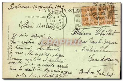 Bordeaux — Praça da Comédia e Rua Sainte-Catherine — Editor Fordeaux, n°71 — Verso