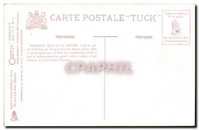 Bordeaux. Quai de la Douane — widok portu z jachtami — wydawca Tuck & Co. — Rewers