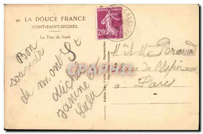 Mont-Saint-Michel — La Tour du Nord — Édition Yvon — Verso