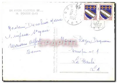 Avión sobre Douelle (Lot) — Edición Lapie — n° 125 — Reverso