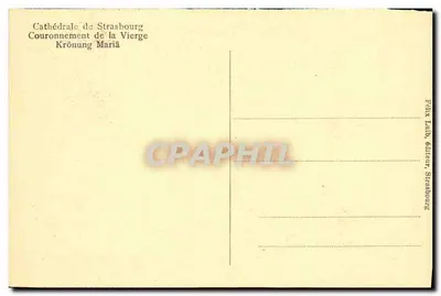 Katedra w Strasburgu — Królowanie Najświętszej Panny — wydawca Félix Laub, Strasburg — Rewers