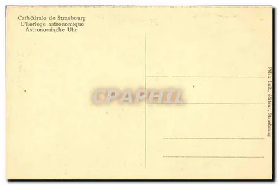 Katedra w Strasburgu — Astronomiczny zegar — wydawca Félix Luth, Strasburg — Rewers