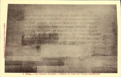 Vimy — O Memorial Canadense — Setores do Front das Tropas Canadenses — Designed by Walter's Allward, Toronto Sculptor