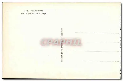 Gavarnie — Het Cirque gezien vanaf het Dorp — Foto-uitgave Gumnault - Lourdes, n°216 — Achterkant