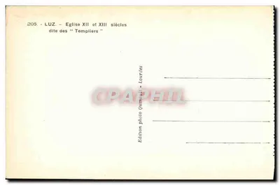 Luz — Iglesia de los Templarios — Edición fotográfica Quemard - Lourdes — Reverso
