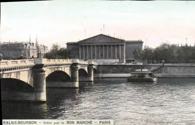 Palácio Bourbon — vista do ponte e da Seine — Editado pelo Bon Marché - Paris
